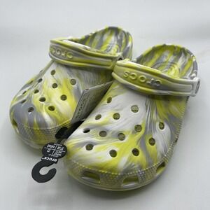 Crocs Classic Marbled Clog Yellow Grey Men Size 37/38 Unisex Slip On Sandals NEW